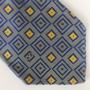 Valentino Blue & Yellow Silk Signature Tie